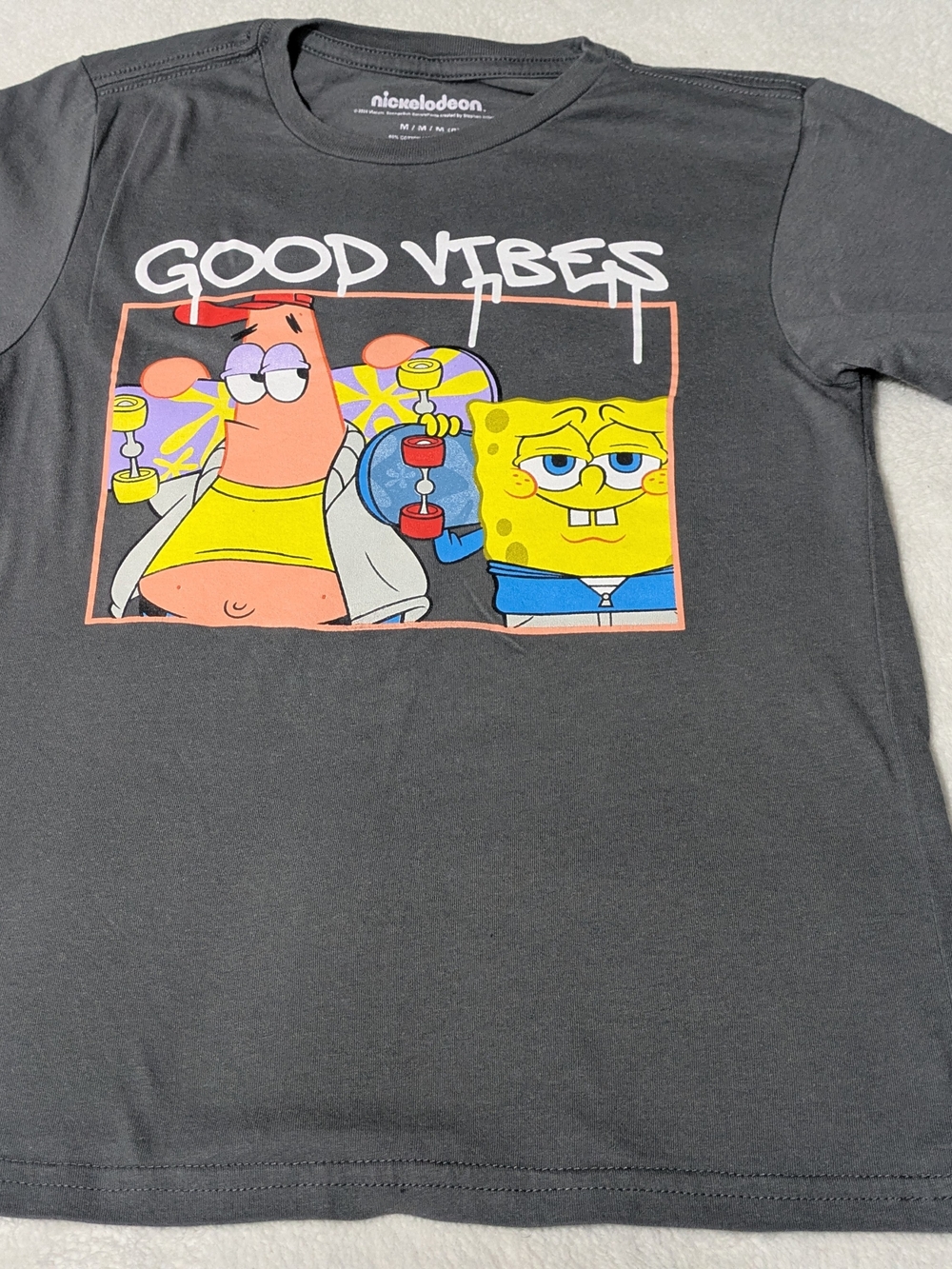 Boys Nickelodeon SpongeBob SquarePants T-Shirt - "Good Vibes" Patrick Size M